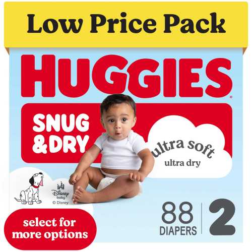 Huggies Snug & Dry Baby Diapers, SIZE 2 (12-18 lbs), 88 Count