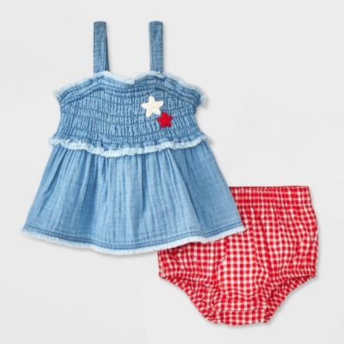 Baby Girls' Star Patch Denim Top & Bottom Set - Cat & Jack™ Blue