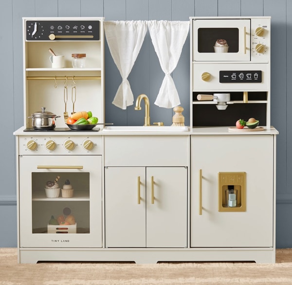 Tiny Land® Play Kitchen with Running Water - Iconic Aqua Kitchen in Cream