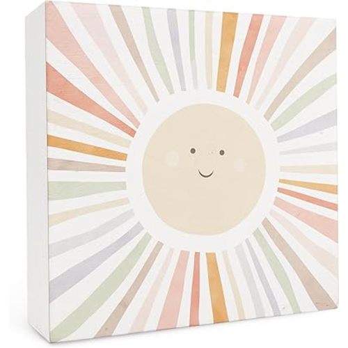 Boho Modern Wooden Decorative Sign, Sun Theme, 5x5 Inches, Tabletop, Perfect for Living Room, Bedroom, Entryway