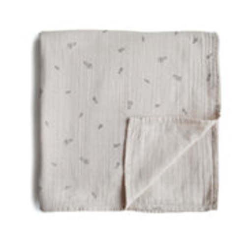 Organic Cotton Mushie Baby Muslin Swaddle Blanket - Rocket Ships