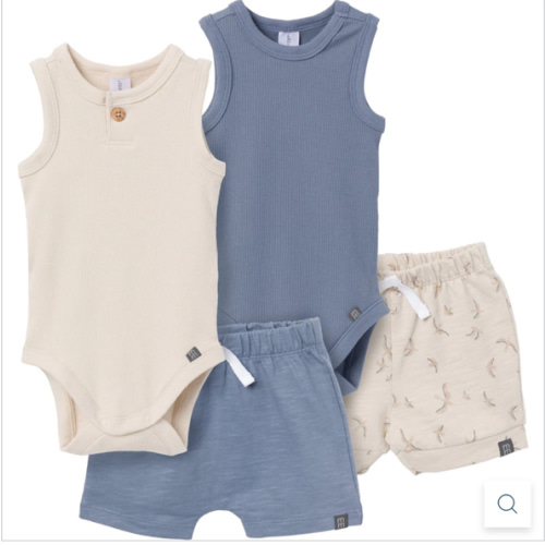 4-Piece Baby Boys Tan & Blue Bodysuits and Shorts Set – Gerber Childrenswear