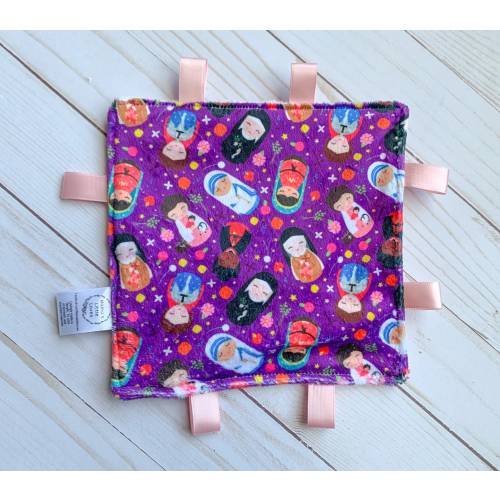 Purple Female Saints - Shining Light Dolls - Crinkle Toy - Sensory Play - Catholic Baby Gift