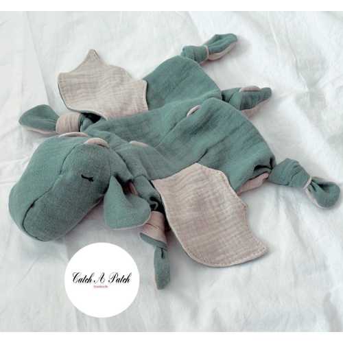 Moss Green / Beige Dragon Cuddly Dragon Baby Boy Comforter Birth Gift Baby Shower