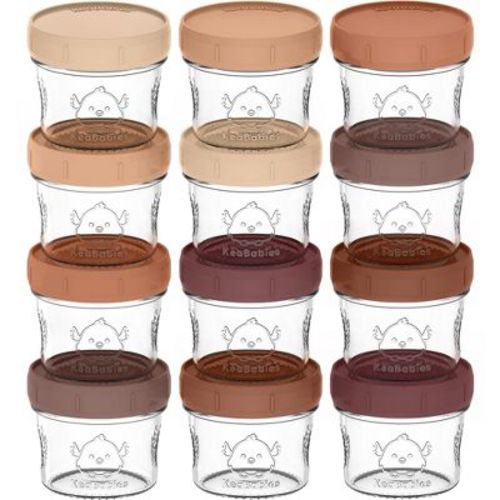 12pk Prep Baby Food Storage Containers, 4 Oz Leak-proof, Bpa Free Glass Baby Food Jars For Feeding (terracotta)