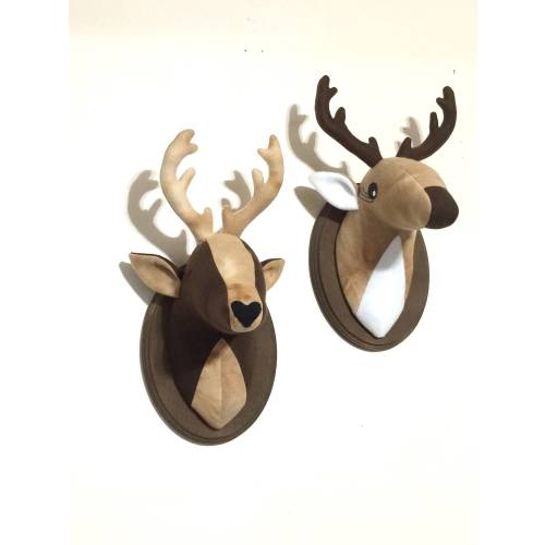 Deer Head Faux Stuffed Animal Wall Mounts / Stuffed Animal Head / Fake Deer Taxidermy / Woodlands Nursery Room Decor / Best Baby Shower Gift