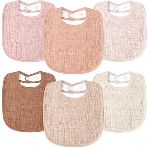 Susurration Muslin Baby Drool Bibs 6Pack Soft Square Adjustable Baby Bandana Bibs for Unisex Girls & Boys