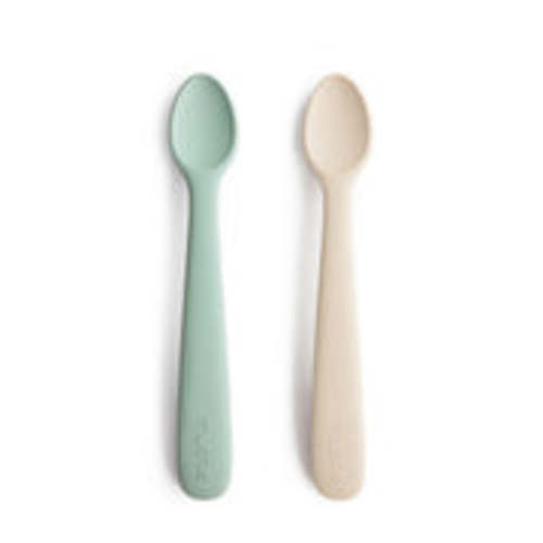 Baby Silicone Feeding Spoons (Blush/Shifting Sand) 2-Pack – Mushie