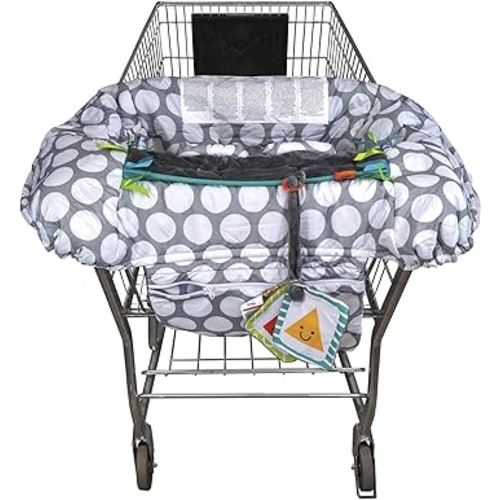 Boppy Preferred Shopping Cart and High Chair Cover with Storage Pouch, Gray Jumbo Dots with Changeable SlideLine Toy, Plush Minky Seat, 2-point Safety Belt, Wipeable and Machine Washable, 6-48 months