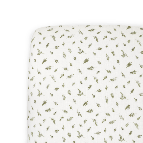 Organic Cotton Muslin Crib Sheet - Olive Branch