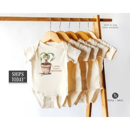 I Speak Fluent Mandrake Baby Bodysuit, Magic Baby Shower Gift, Cute Baby Clothes, Unisex Baby Clothes, Hipster Baby Clothes, Minimalist Baby