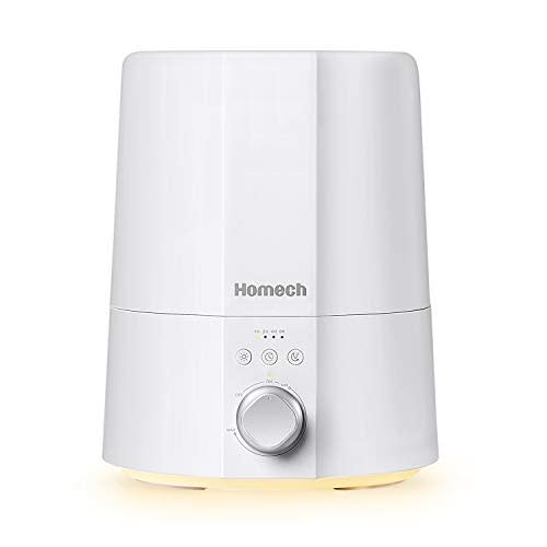 Homech Ultrasonic Cool Mist Humidifiers, Essential Oil Diffusers, Night Light, Sleep Mode, 4 Timer Settings, 90mm Water Inlet, Whisper-Quiet Operation, Automatic Shut-Off - Lasts Up to 30 Hours