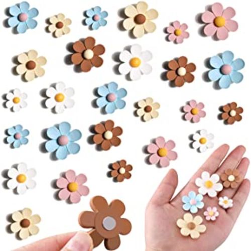 25 Pieces Flower Fridge Magnets, Mini Daisy Refrigerator Magnets Cute Magnets for Locker Whiteboards Home Office Decor