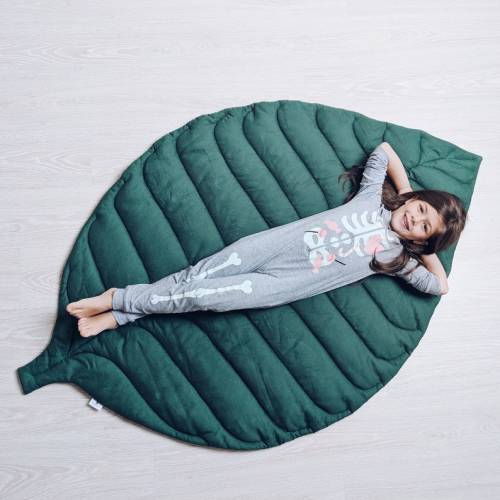 Mustard Green Graphite Dusty Pink Large Leaf Play Mat - Etsy