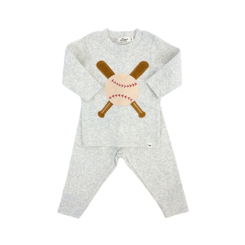 Vintage Baseball Terry Applique Two Piece Set, 3-6M