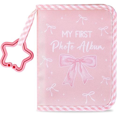 Baby's My First Family Album Soft Photo Cloth Book Pink Bow My First Book of Photos Pink Bows Baby Memory Album Gift Holds 4x6 Pictures for Babies Newborn Toddler & Kids Baby Shower