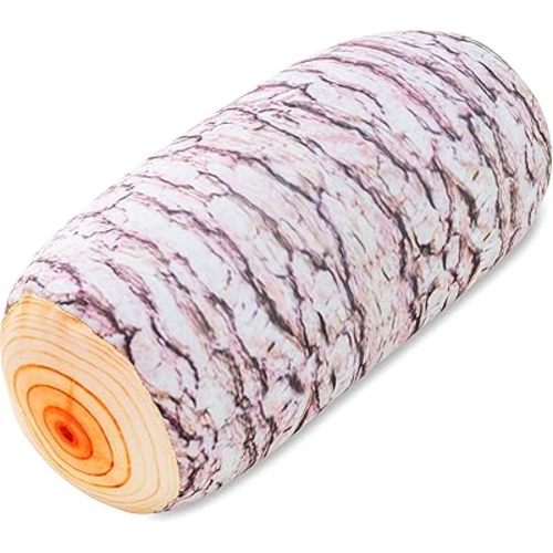 PILLOWY Microbead Log Roll Pillow - Bolster Tube Pillow Cushion Perfect Therapy Pillow - Airy Squishy Soft Bead Bag Bed Room Decoration, Neck Pillow Back Head Body Support, 14" X 8", Timber
