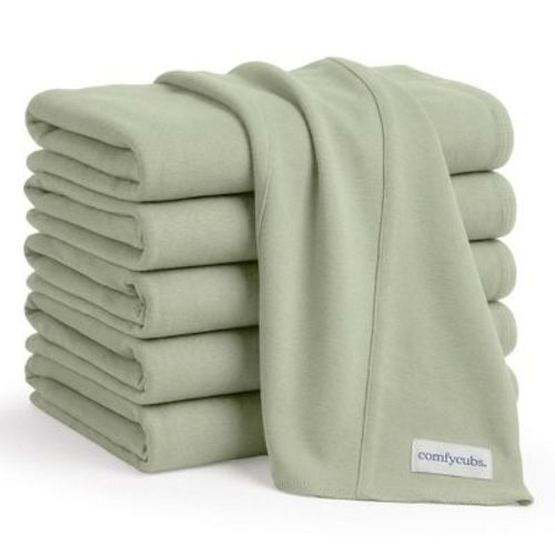 Comfy Cubs Baby Burp Cloths Set Pack of 6 - Large, 6-Layer, Ultra Absorbent Soft 100% Cotton for Infants - Sage