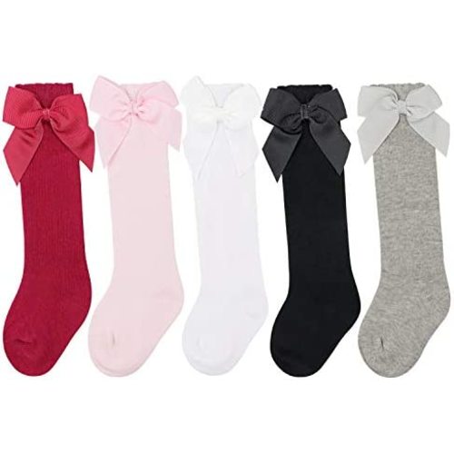 DRESHOW BQUBO Baby Knee High Sock Toddler Girl Dress Socks Baby Knit Stocking Cotton Infant Girls Socks