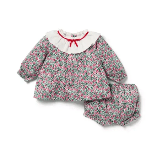 Newborn Holiday Red Ditsy Floral Baby Ditsy Floral Ruffle Matching Set by Janie and Jack