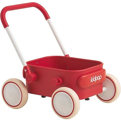 PULA Baby Push Walker with Wheels Toddler Wagon for First Learner Baby Toys 6-12 Months, 1 Year Old Birthday Gifts, Indoors and Outdoors (Red)