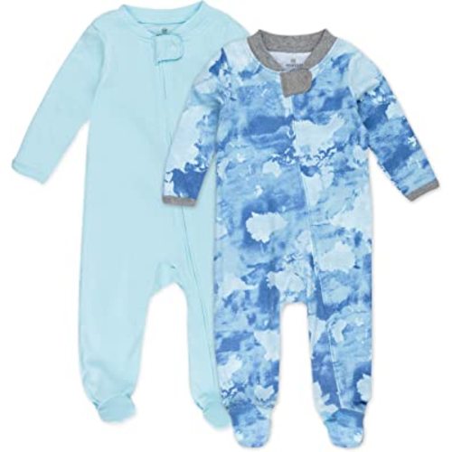 HonestBaby Baby Boys' 2-Pack Sleep and Play Footed Pajamas One-Piece Sleeper Jumpsuit Zip-front Pjs Organic Cotton