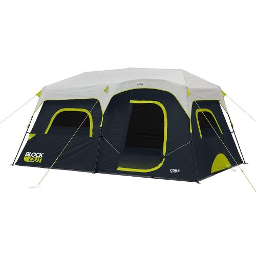 CORE Blackout Instant Cabin Tent | Large Family Pop Up Dark Room Tent with Easy Camp Setup | Included Storage Pockets for Outdoor Camping Accessories