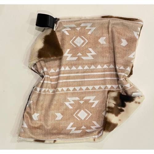 Western aztec minky lovey, faux fur lovey, security blanket, baby girl lovey, baby boy lovey, cow, neutral
