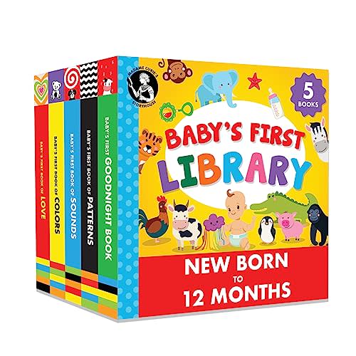 Madame Curies Baby's First Library Set of 5 | Baby Toys, for 0-3-6 Months, 0 to 1 Year Old, Toddler Board Books | Baby Shower, Birthday Gift Ideas for Newborn Girl & Boy, Infant Toys