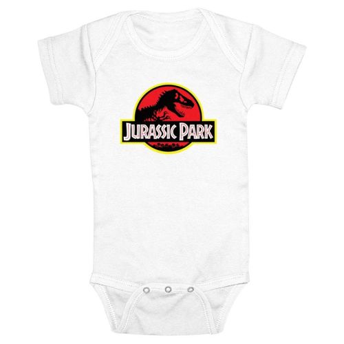 Infant's Jurassic Park Classic Bold T Rex Logo Bodysuit - White - 12 Months