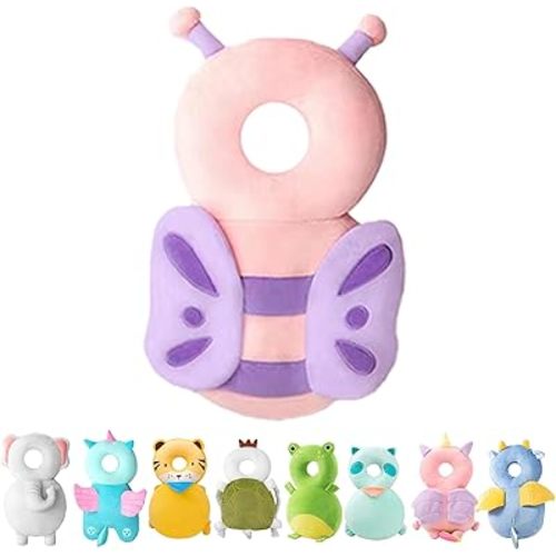 Baby Head Protector Backpack Toddler Baby Protection Backpack,baby head protector backpack for Walking & Crawling (Plush Pink Butterfly), 7.87×12.99inches