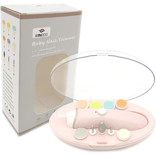 Rechargeable Baby Nail File, Fansidi Electric Baby Nail Trimmer for Newborn Infant or Toddler Toenail and Fingernail - Girls and Boys Accessory - Extra Replacement Pads Included (Pink)