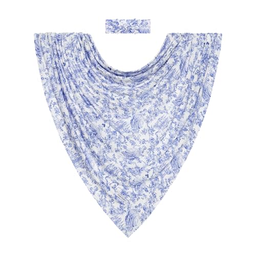 Posh Peanut Swaddle Blanket & Headband Set – Viscose from Bamboo Stretchy Baby Swaddle for Newborn Girls, Receiving Blanket or Nursing Cover (Briar)