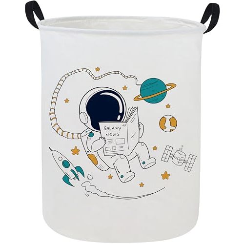 DDBASKET Kids Laundry Basket Space Hamper for Nursery Boy and Girl Cute Kids Toys Storage Bin Organizer Room Decor for Home(Space men)