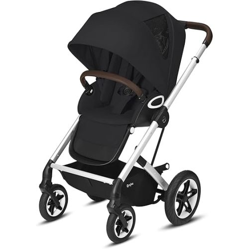 Cybex Talos S Lux Stroller, AllTerrain Wheels, FrontFacing or ParentFacing Seat Positions, OneHand Fold, Multiposition Recline, Deep Black