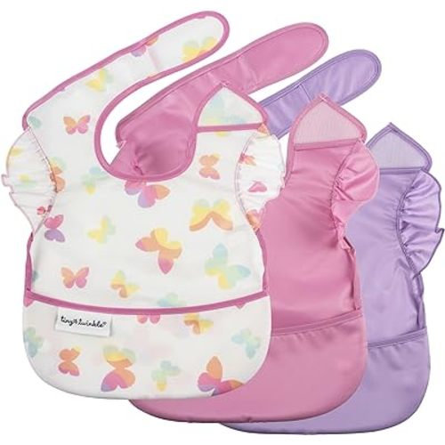 Tiny Twinkle Mess-Proof Baby Bib - Waterproof Bib for Baby Boy or Girl - PFAS, PVC, BPA, Phthalate Free - Baby Food Bibs