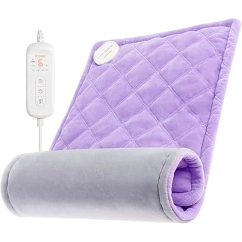 OCOOPA Cozy Heating Pad, Comfortable & Soft Plush 8-Layer HeatLock, for Period Cramps & Back Pain Relief, Cute Heated Pad Large 12"x24", 6-Hour Auto-Timer, Warm Christmas Gifts for Women Mom, Purple