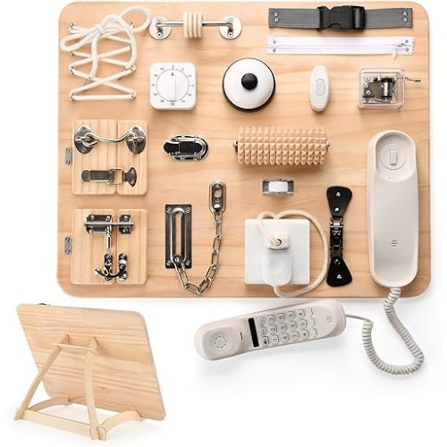 Montessori Large Busy Board for Toddlers - 21 in 1 Wooden Sensory Toys -Fidget Toys for Autistic Children