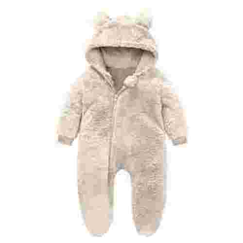 ZyeKqe Winter Baby Clothes keep Warm Fleece Thick 1sie Ear Hooded Jumpsuits Newborn Boys Girls Romper Kids Coats Jackets