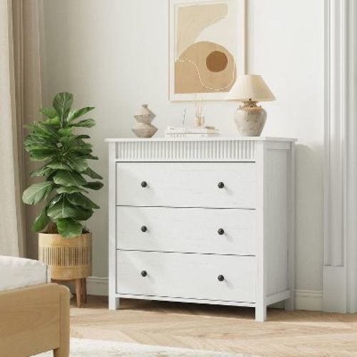 3 Dresser for Bedroom, Small Dresser Drawer with Storage | Fluted Wooden Closet Chest Drawer Dresser