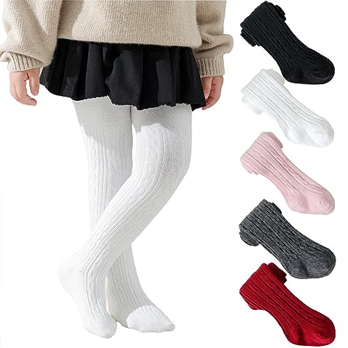 Jormatt Baby Girls Tights Seamless Thick Cotton Cable Knit Leggings Stockings Toddler Pantyhose, 0-6 Years
