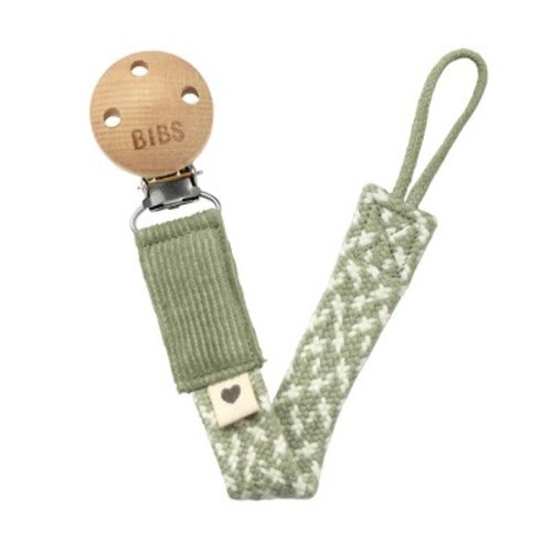 Bibs Braided Pacifier Clip, Color: Sage/Ivory
