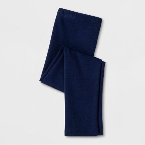 Toddler Girls' Solid Leggings - Cat & Jack™ Dark Charcoal 18M: Midweight Cotton-Spandex, Ankle Length, Elastic Waistband