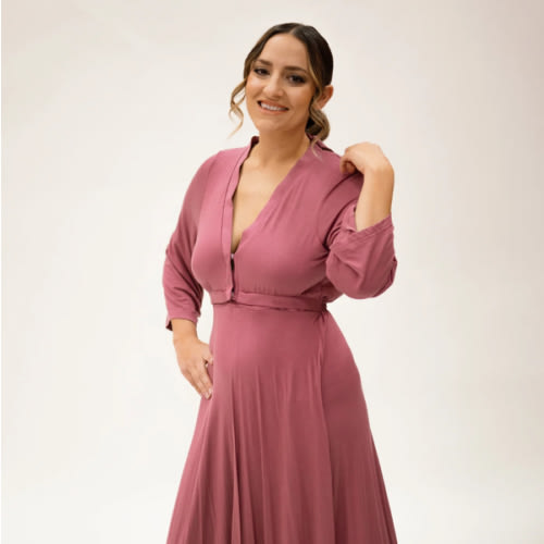 Lila Labor & Postpartum Gown in Dusty Rose