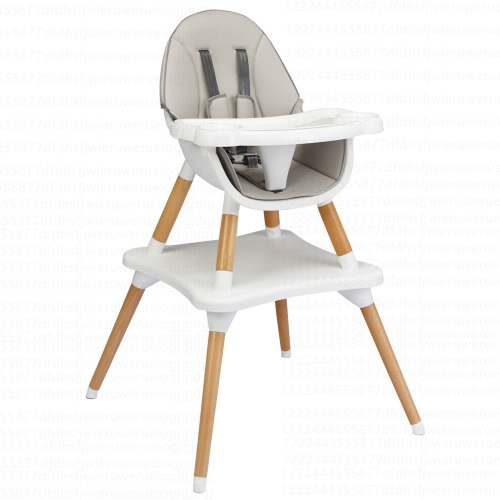 Costway 5-in-1 Baby High Chair Infant Wooden Convertible Chair w/ 5-Point Seat Belt Grey