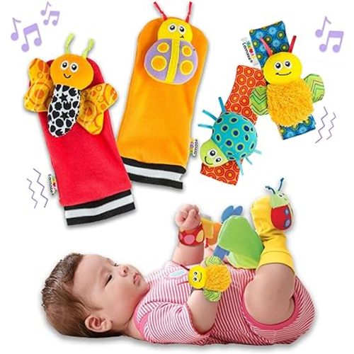 Lamaze Gardenbug - Baby Foot Finder Socks & Wrist Rattle Set - Sensory Development Toys - Newborn Baby Essentials