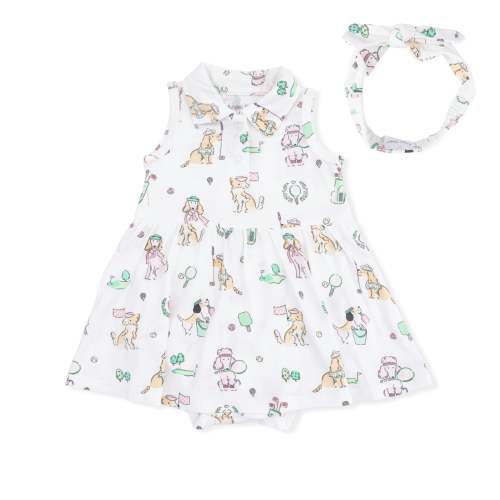 Country Club Dogs Pink - Polo Tennis Dress & Headband