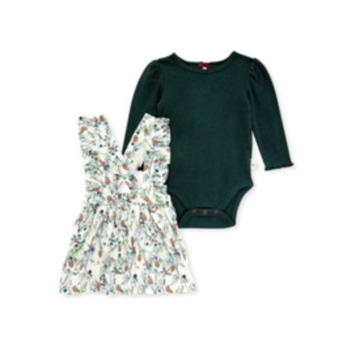 Peaceful Pinecones Dress & Ribbed Bodysuit Set
