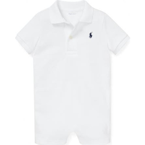 Solid Cotton Interlock Polo Romper, 3M