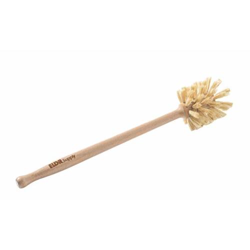 ELDR Supply Bottle Brush, 14in Extra Long German Beechwood Handle, Strong Hemp Bristles, Zero Waste, Cleans and Scrubs Hard to Reach Wide Mouth Jars, Glasses, and Tumblers